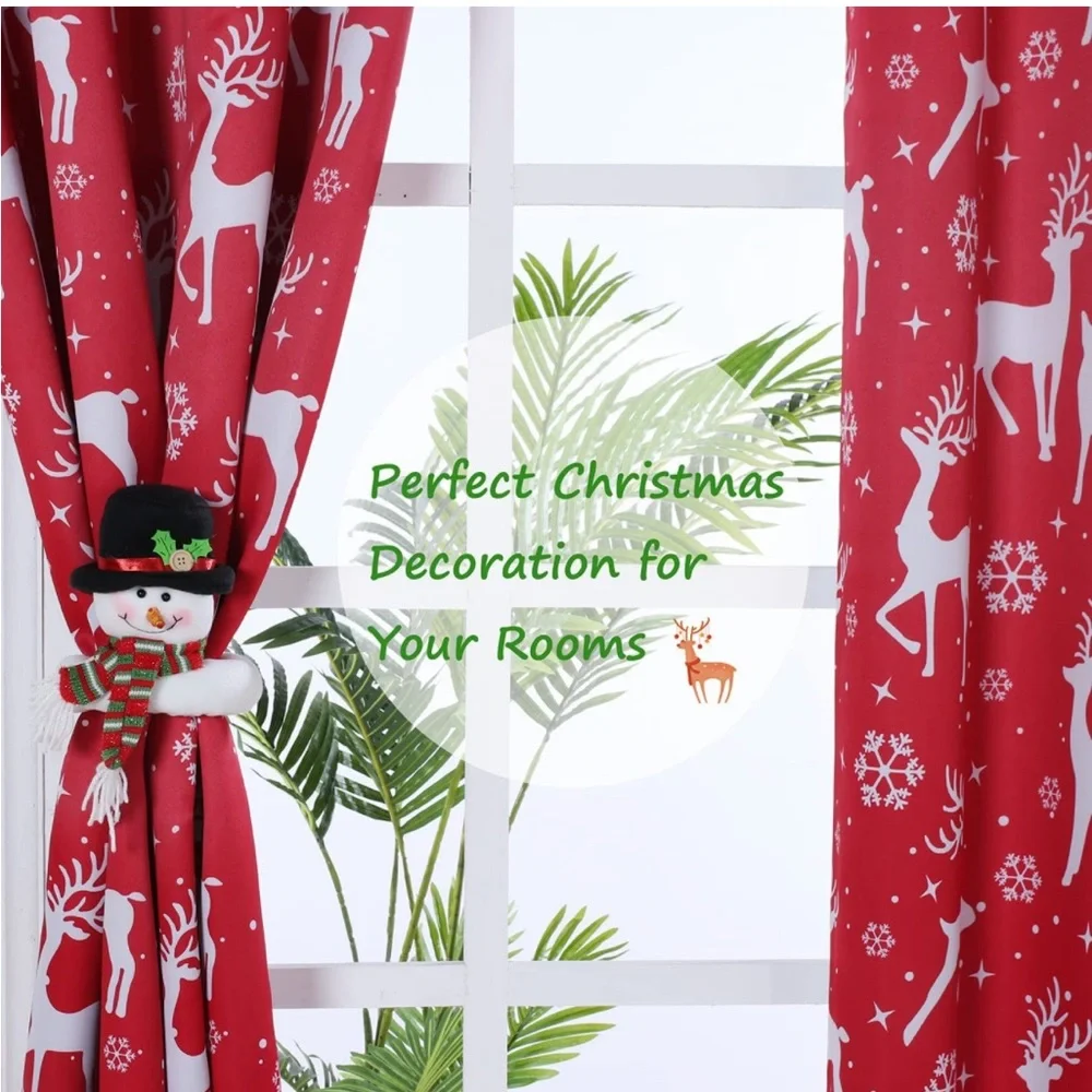 Deer Printed Christmas Curtains  52”Wx84”L Set of 2 panels